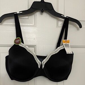 Playtex Black Bra with White Lace Trim